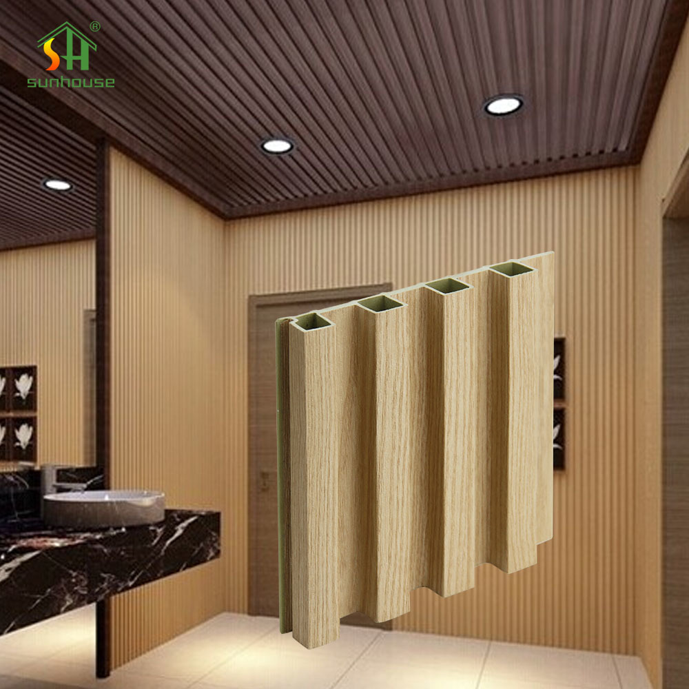 Spot Goods Waterproof WPC Wall Panel for Interior Design Fluted PVC Wooden Core Panel with Sag Resistance for Hotel Application