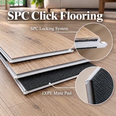 Хорошая цена. Коммерческое SPC Click Flooring Solution для гостиниц, офисов, розничных магазинов с прочной жесткой системой виниловой доски онлайн